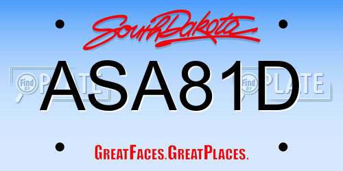 ASA81D South Dakota License Plate