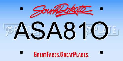 ASA81O South Dakota License Plate
