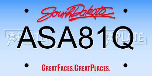 ASA81Q South Dakota License Plate