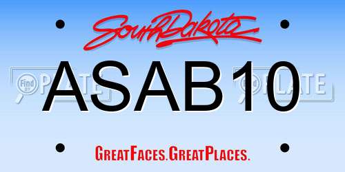 ASAB10 South Dakota License Plate