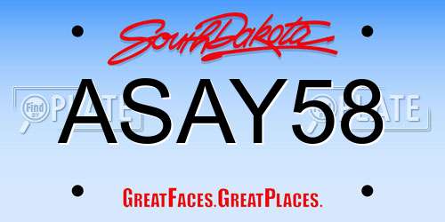 ASAY58 South Dakota License Plate