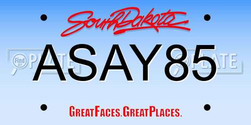 ASAY85 South Dakota License Plate