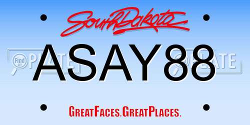 ASAY88 South Dakota License Plate