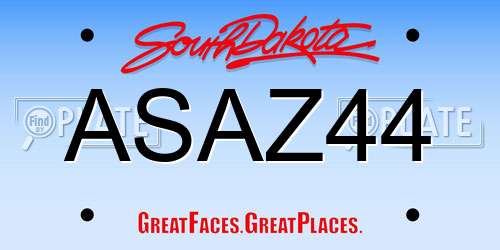 ASAZ44 South Dakota License Plate