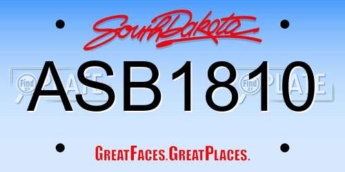 ASB1810 South Dakota License Plate