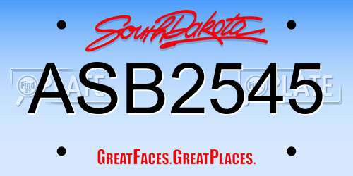 ASB2545 South Dakota License Plate