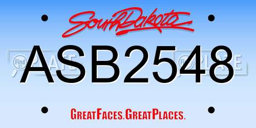 ASB2548 South Dakota License Plate