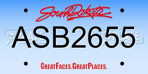 ASB2655 South Dakota License Plate