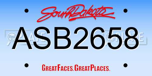 ASB2658 South Dakota License Plate