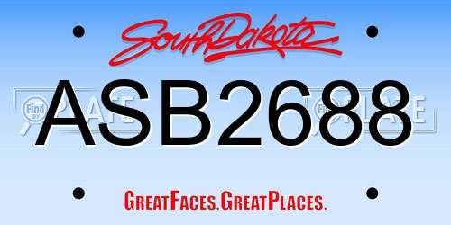 ASB2688 South Dakota License Plate