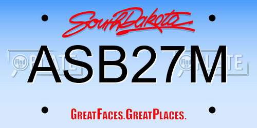 ASB27M South Dakota License Plate