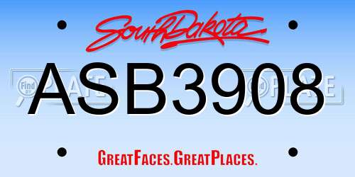 ASB3908 South Dakota License Plate
