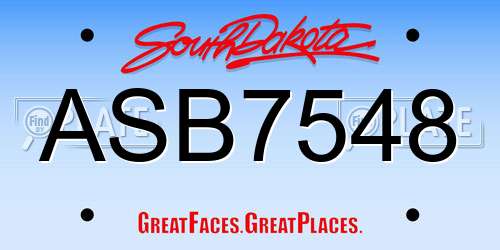 ASB7548 South Dakota License Plate