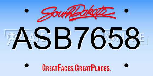 ASB7658 South Dakota License Plate