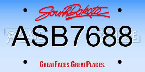 ASB7688 South Dakota License Plate