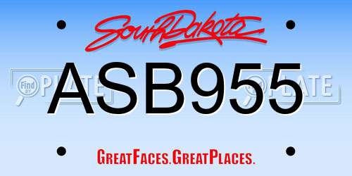 ASB955 South Dakota License Plate