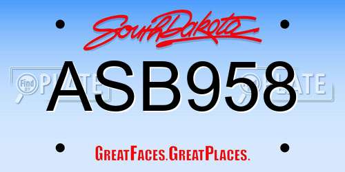 ASB958 South Dakota License Plate