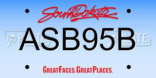ASB95B South Dakota License Plate