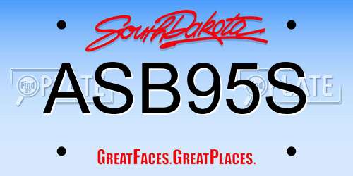 ASB95S South Dakota License Plate