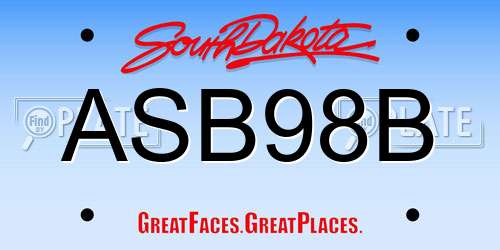 ASB98B South Dakota License Plate