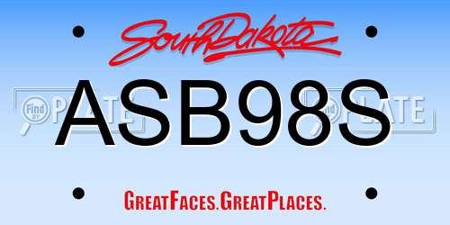 ASB98S South Dakota License Plate