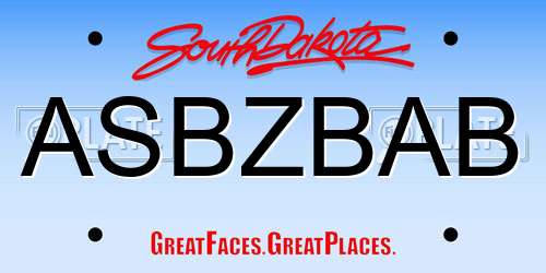 ASBZBAB South Dakota License Plate