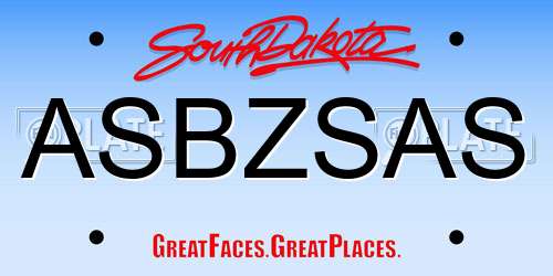 ASBZSAS South Dakota License Plate