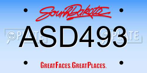 ASD493 South Dakota License Plate