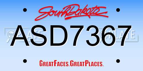 ASD7367 South Dakota License Plate