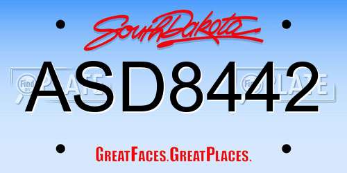 ASD8442 South Dakota License Plate
