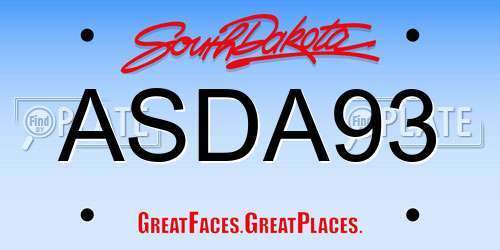 ASDA93 South Dakota License Plate