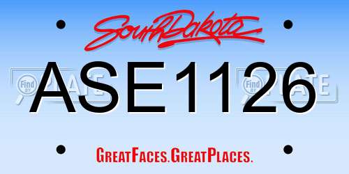 ASE1126 South Dakota License Plate