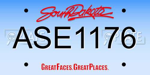 ASE1176 South Dakota License Plate