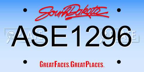 ASE1296 South Dakota License Plate