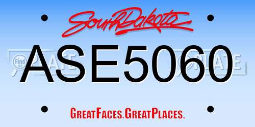 ASE5060 South Dakota License Plate