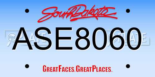 ASE8060 South Dakota License Plate