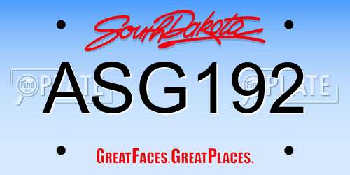 ASG192 South Dakota License Plate
