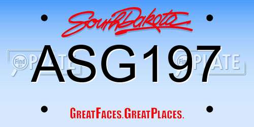 ASG197 South Dakota License Plate