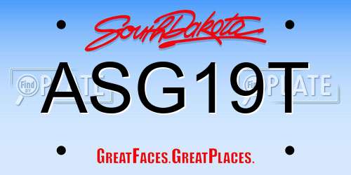 ASG19T South Dakota License Plate