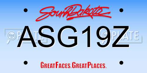 ASG19Z South Dakota License Plate