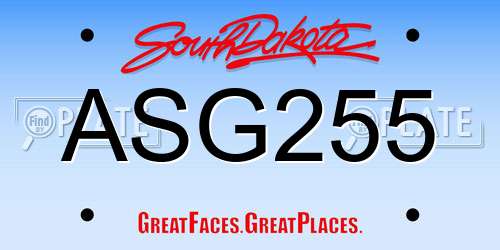 ASG255 South Dakota License Plate