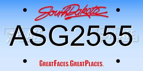ASG2555 South Dakota License Plate