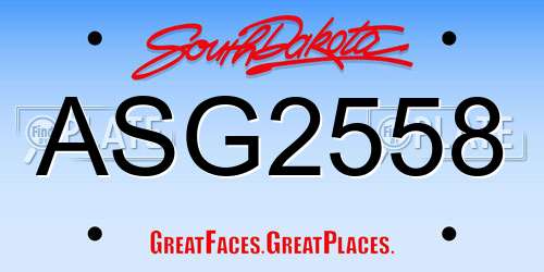 ASG2558 South Dakota License Plate