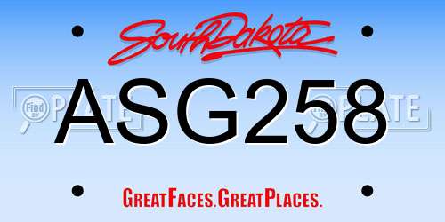 ASG258 South Dakota License Plate