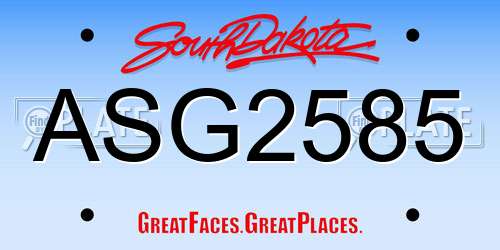 ASG2585 South Dakota License Plate