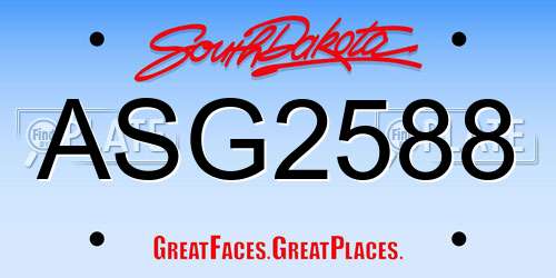 ASG2588 South Dakota License Plate