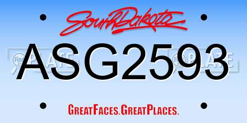 ASG2593 South Dakota License Plate