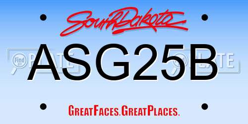 ASG25B South Dakota License Plate
