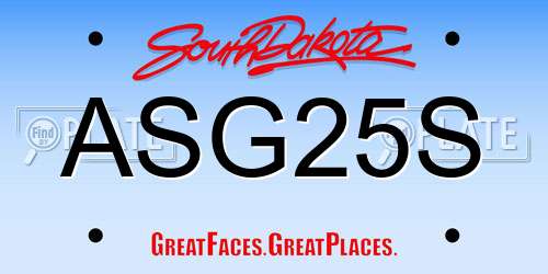 ASG25S South Dakota License Plate
