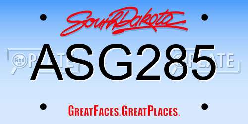 ASG285 South Dakota License Plate